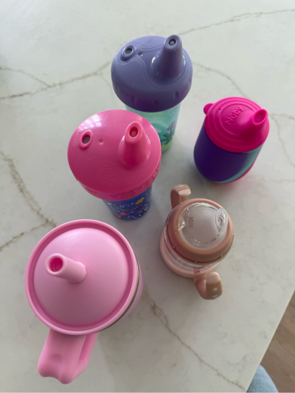 Kids Pink and Purple Sippy Cup Set - Durable Spill-Proof Cups